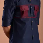 Men's Stylish Navy-Blue Hunting Shirt | Durable Outdoor Wear | Comfort & Style